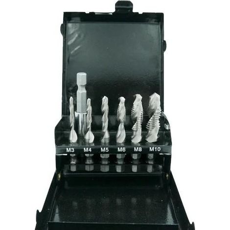 Jeu de forets taraudeurs M3-M10 7 pièces argent