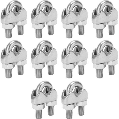 Lot de 10 serre-câbles en acier inoxydable M6 de 6,35 mm (1/4 pouce) avec boulon en U et fixation en selle (1/5)