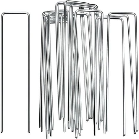 50 Stück Gartenheringe, Mulchfolie, 150 x 40 x 3 mm, Camping, Zelt, Stahl, Kunstrasen, Campingbefestigung MUMU (1/4)