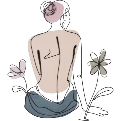 Wandpaneel Dame mit Blume cm 80x1,3x90 (1/5)