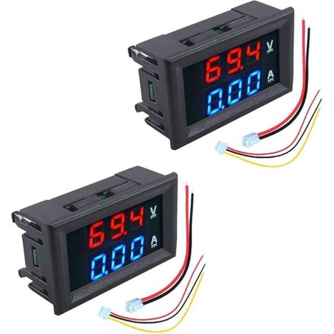 Voltmètre Ampèremètre DC - 0-100 V 0-10 A - Affichage LED 0,28 Pouces Double Panneau Rouge-Bleu - Pour Surveillance Batterie Auto Moto Vélo Électrique - 2 Pièces (1/5)