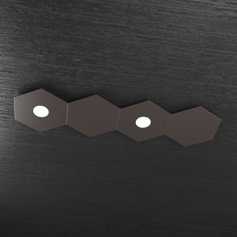 Plafoniera Industrial-Minimal 4 Moduli Hexagon Metallo Marrone 2 Luci Led 12X2W (1/5)