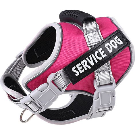 Harnais de poitrine pour animaux de compagnie, Harnais pour chat et chien en daim ,Laisse pour chien en corde pour chien réfléchissante et respirante (rose rouge-S) (1/5)