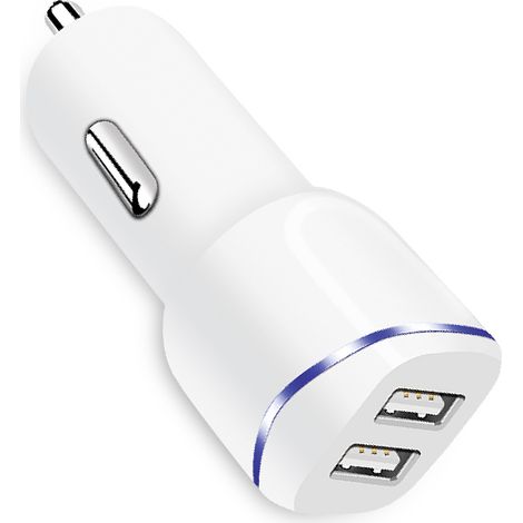 Sunix KFZ 2.4A Auto Ladegerät 2x USB Port Zigarettenanzünder Ladeadapter + 1.2M Lightning Ladekabel kompatibel mit Smartphones weiß (1/5)