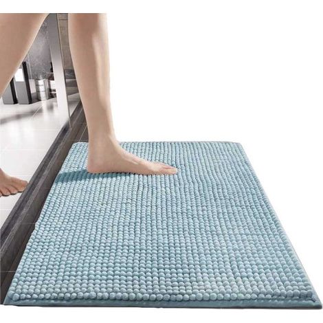 Tapis de bain - Tapis de bain chenille - Tapis de bain absorbant - Tapis de bain antidérapant - 50 x 80 cm - Tapis décoratif - Poils courts - Ultra-absorbant - Doux - Convient pour baignoire, douche e (1/5)