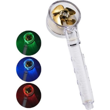 Contrôle de la température LED douchette à main à filtre de massage à ventilateur turbo tricolore (1/3)