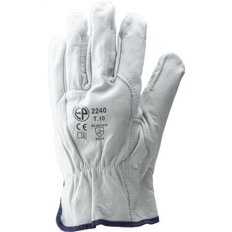 Lot de 10 paires de gants Manutention EUROSTRONG 2240 - Gant de maîtrise en cuir tout fleur de buffle - Pouce palmé Taille 10