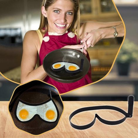 Lustiger Eierfrittierer, Spiegeleiform, Eierring, professionelle Pfannkuchenform mit Griffen für Spiegeleier-B