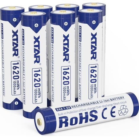 Lot de 8 piles AAA 1,5 V 1620 mWh AAA Lithium AAA rechargeables (1/5)