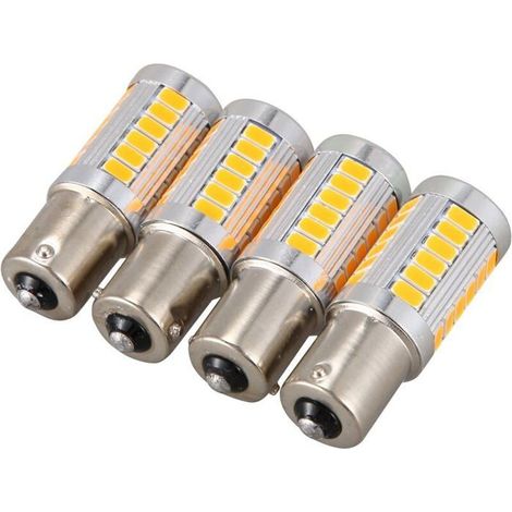 4 Pcs 1156Py Bau15S Py21W Led 33 Smd Voiture Tour De Queue Frein Inverse Signal Ampoule Y PZCC (1/4)