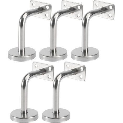 Lot de 5 supports de rampe d'escalier en acier inoxydable pour rampe murale 6 x 8 x 5 cm (1/5)