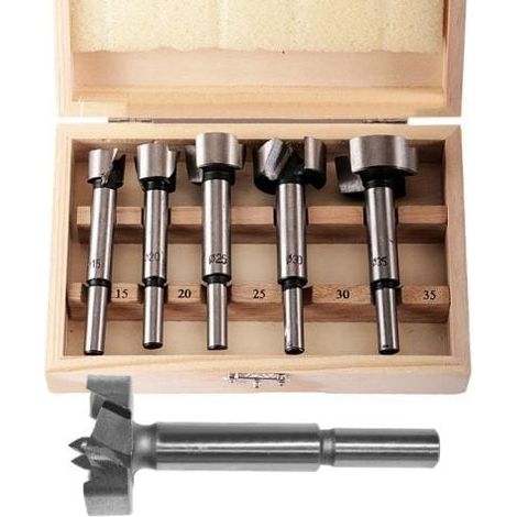 Extractores de nudos Awtools para madera de 15-35 mm / 5 unidades. Vástago de 8 mm para diámetros de 15-20-25-30-35 mm. (1/3)