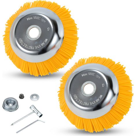 SWANEW Unkrautbürste 2er Nylon Freischneideraufsatz 25,4x200mm Nylonbürste Für Stihl Motorsense Freischneider