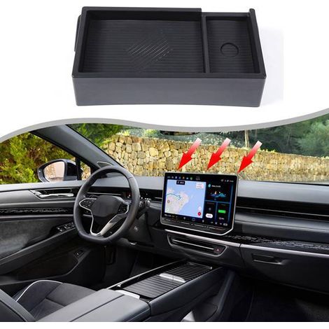 1 color: Black Material: ABS OC21849 Storage box behind the center console screen in car interior. (1/4)