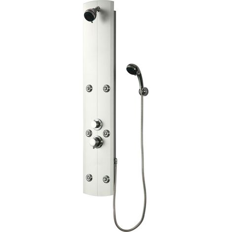 Colonna idromassaggio realizzata in PVC rifinita in colore argento modello Pascua