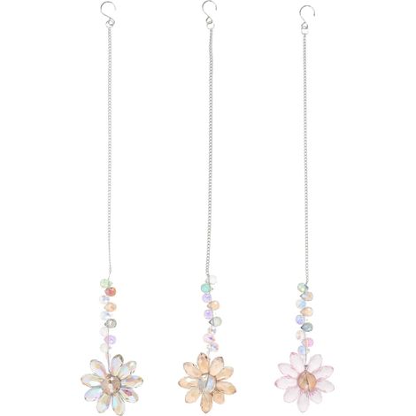 3 Stück Kristall Sonnenfänger in Sonnenblumenform aus Glas