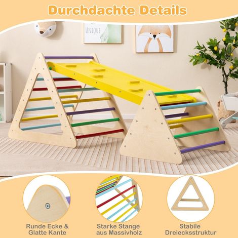 Juego de juguetes para escalar 3 en 1 con triangulo para escalar escalera y tobogan colorido
