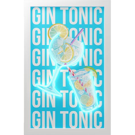 WD LifeStyle Cornice con Inserti Luminosi Decoro Gin Tonic 30 x 50 Cm Multicolor