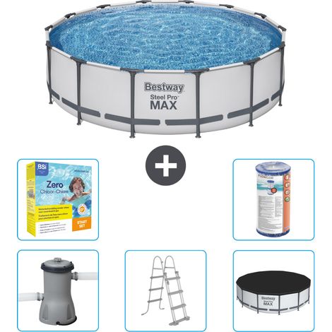 Piscine Bestway ronde Steel Pro MAX - 427 x 107 cm - Grise - Comprend des Accessoires CB33 (1/3)