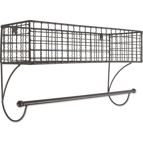 Décor de salle de bain de ferme rustique, rangement en métal, grand porte-serviettes, gris (1/5)