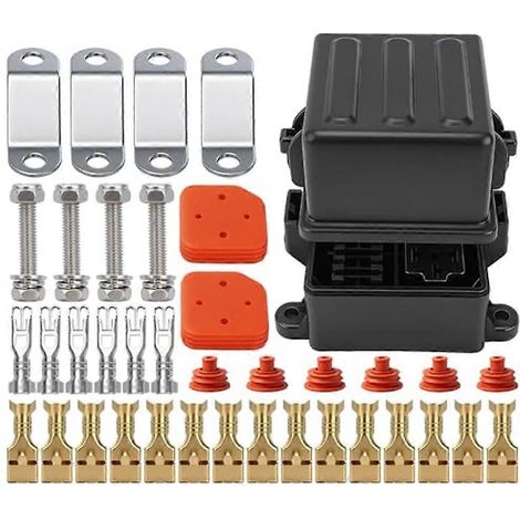 Portafusibles y relés de 3 vías de 12 V con enchufes para fusibles de 4 y 5 pines, compatibles con relés de 40 A para automóviles, SUV y baterías. (1/5)