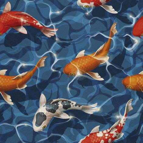 Outdoor dekostoffe oxford - Motiv Koi-Karpfen im Wasser I DX497 (1/5)
