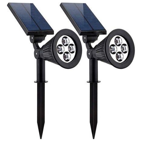 Lot de 2 projecteurs solaires d'extérieur étanches - 4 LED RGB (1/5)