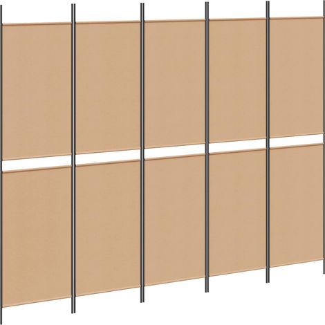 Biombo de 5 Paneles Beige 250 x 200 cm Tela vidaXL
