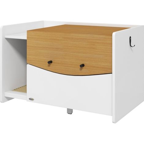 Mueble para arenero de gato extraíble con alfombrilla atrapa arena 78x50x51 cm roble y blanco HOMVRA (1/5)