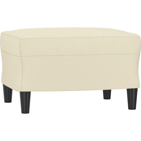 Repose-pieds rectangulaire moderne en similicuir crème élégant 60 × 50 cm DEC030138 (1/5)