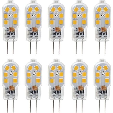 Ampoule LED G4 12 V, 1 W (équivalent à une ampoule halogène de 10 W), sans scintillement, 200 lm, blanc chaud 3000 K, angle de diffusion de 360°, non dimmable, lot de 10. (1/5)