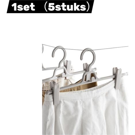 1 set (5 pezzi) - Gruccia - Gruccia per pantaloni - Appendiabiti salvaspazio per pantaloni - Clip in plastica - Organizzatore multifunzionale per armadio - Albicocca (1/2)
