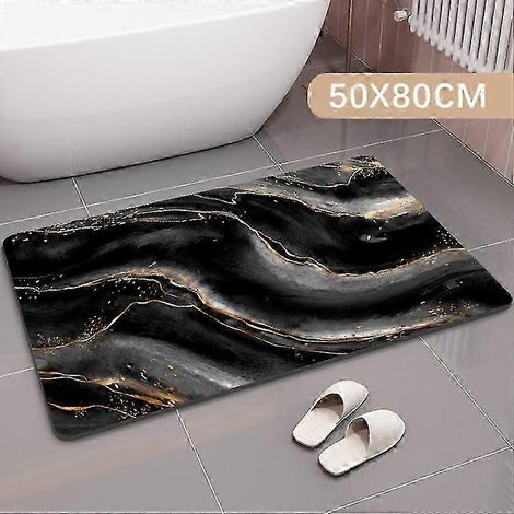 Tapis antidérapant Q2e, doux et absorbant, pour salle de bain, cuisine et salle de bain - Style H 50 x 80 cm