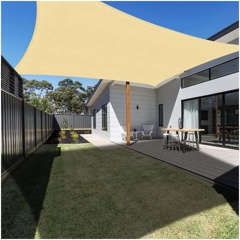 TAISHENGDA Rechteckiges Sonnensegel 3x4m Creme, wasserdicht, UV-Schutz, Markise für Garten, Terrasse, Patio und Pool, inklusive Seil (1/5)