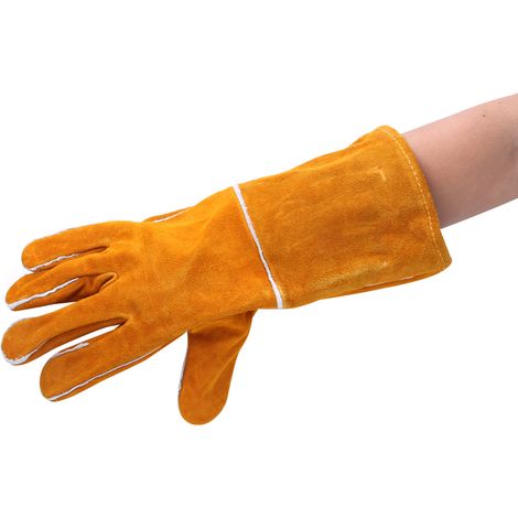 1 paire de gants de soudage en cuir de vachette résistant - gants de sécurité pour le soudage - accessoires pour outils à main (1/5)