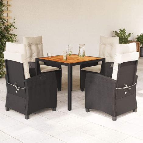 Set de muebles jardín 5 pzas con cojines ratán sintético negro vidaXL (1/5)