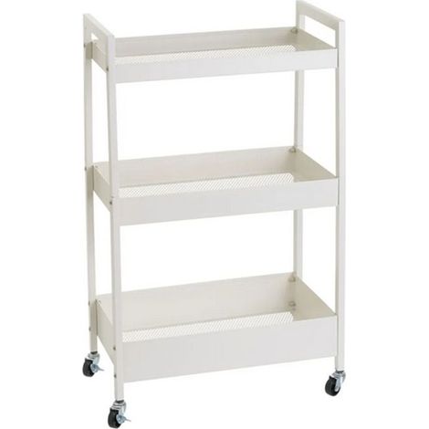 Chariot de rangement - JUANIO - 3 niveaux - Blanc - Fer revêtu de poudre - 51x30x82 cm