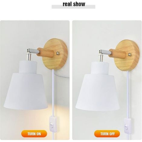Applique Murale Avec Interrupteur Marche Et Prise Lampe De Chevet Moderne Vintage Macaron Applique Murale E27 Bois Applique (1/5)