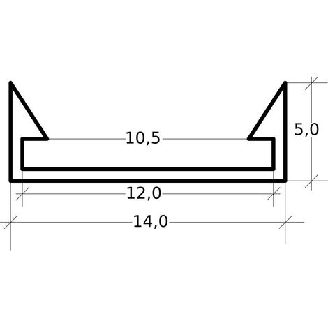 Jandei Perfil Aluminio Tira led 2 Metros Superficie 14 x 5 mm
