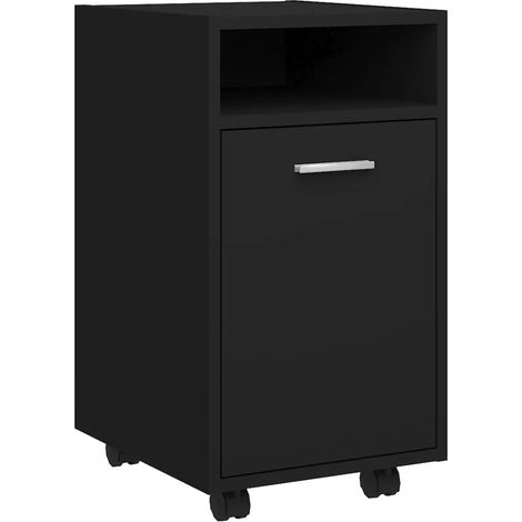 Mobiletto laterale pratico con ruote 33 x 38 x 60 cm contenitore moderno decorazione d'interni legno nero 020047775
