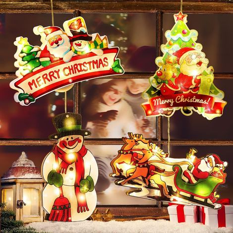 luces LED navideñas con ventosa - Lámpara decorativa de ventana con ventosa - Adornos navideños colgantes (1/5)