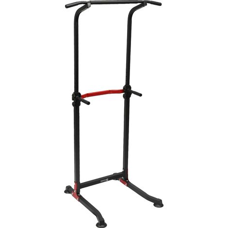 Soporte para fondos, altura ajustable, equipo de ejercicio multifuncional, negro (1/2)