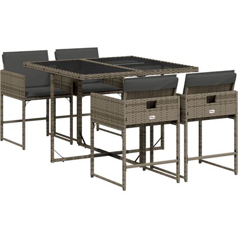 vidaXL Set da Pranzo da Giardino 5 pz con Cuscini in Polyrattan Grigio
