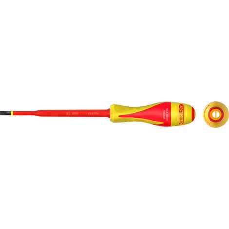 Tournevis fente 6,5 x 150mm - Bi-matière isolé 1000V - Pour borniers électriques - En acier S2 - Pointe brunie (1/2)