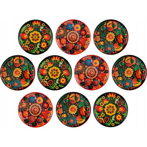 Set - 10 tappi - diametro 82 mm per barattoli, motivo EMBROIDERY MIX