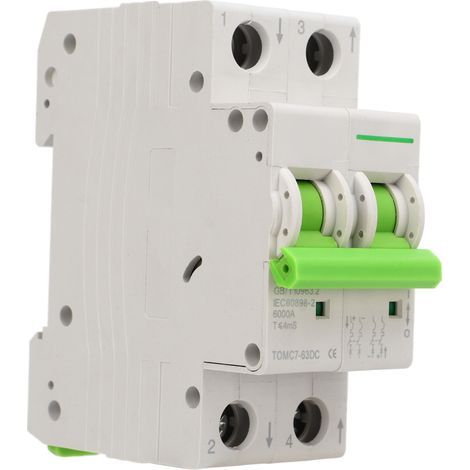 Disjoncteur de système solaire photovoltaque Miniature DC550V interrupteur de déconnexion thermique magnétique 2P 63A (1/5)