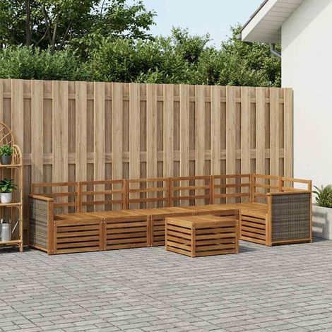 vidaXL Ecksofa Set 6 pcs Natur Massivholz Akazie (1/5)