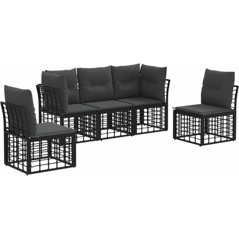 Maison Exclusive - Set di divani da esterno Nero Poliestere