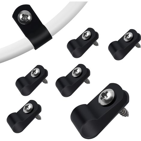 100 Stück Schwarze R-Kabelklemmen, 6,4mm Nylon Kabelhalter, Kunststoff Draht Clips mit Schrauben, schraubbare Cable Clip für Draht, Kabel, Leitungen und Kabelkanal Kit (0,25 Zoll) (1/5)