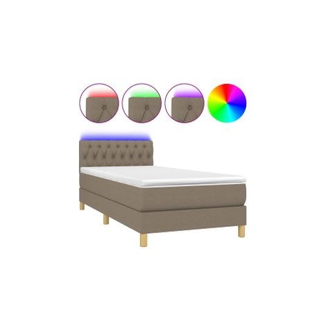 Sommier à lattes de lit avec matelas LED Taupe 90x200 Tissu (1/5)